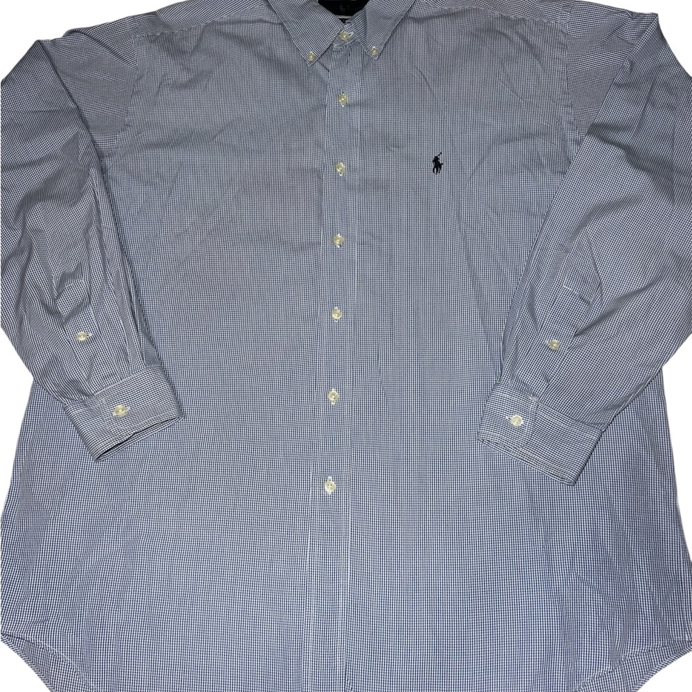 Polo Ralph Lauren Men's Blue and White Gingham Dress Shirt - Picture 3 of 5